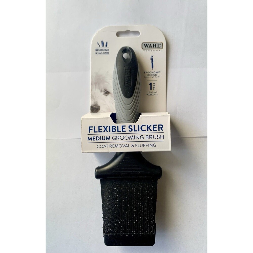 NEW Wahl Flexible Double-Sided Slicker Medium Grooming Brush Dogs 858478 NWT